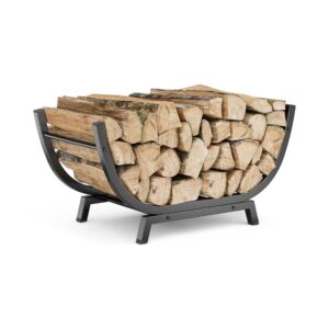 25-Inch Black Metal Rustproof Firewood Holder