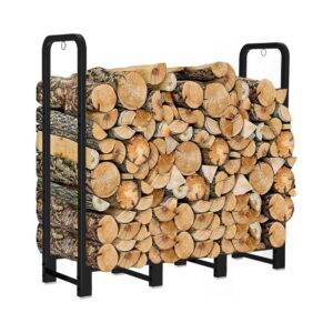 Matte-Black 4ft Firewood Rack Stand