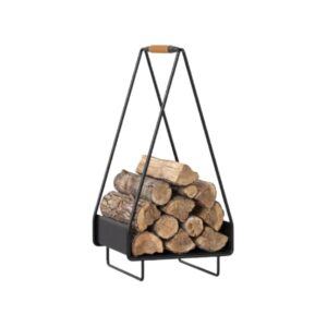 Black Metal Portable Wood Holder Carrier