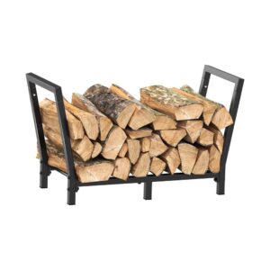 34-Inch Black Firewood Rack for Fireplace