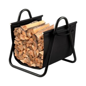 Black Fireplace Log Holder with Canvas